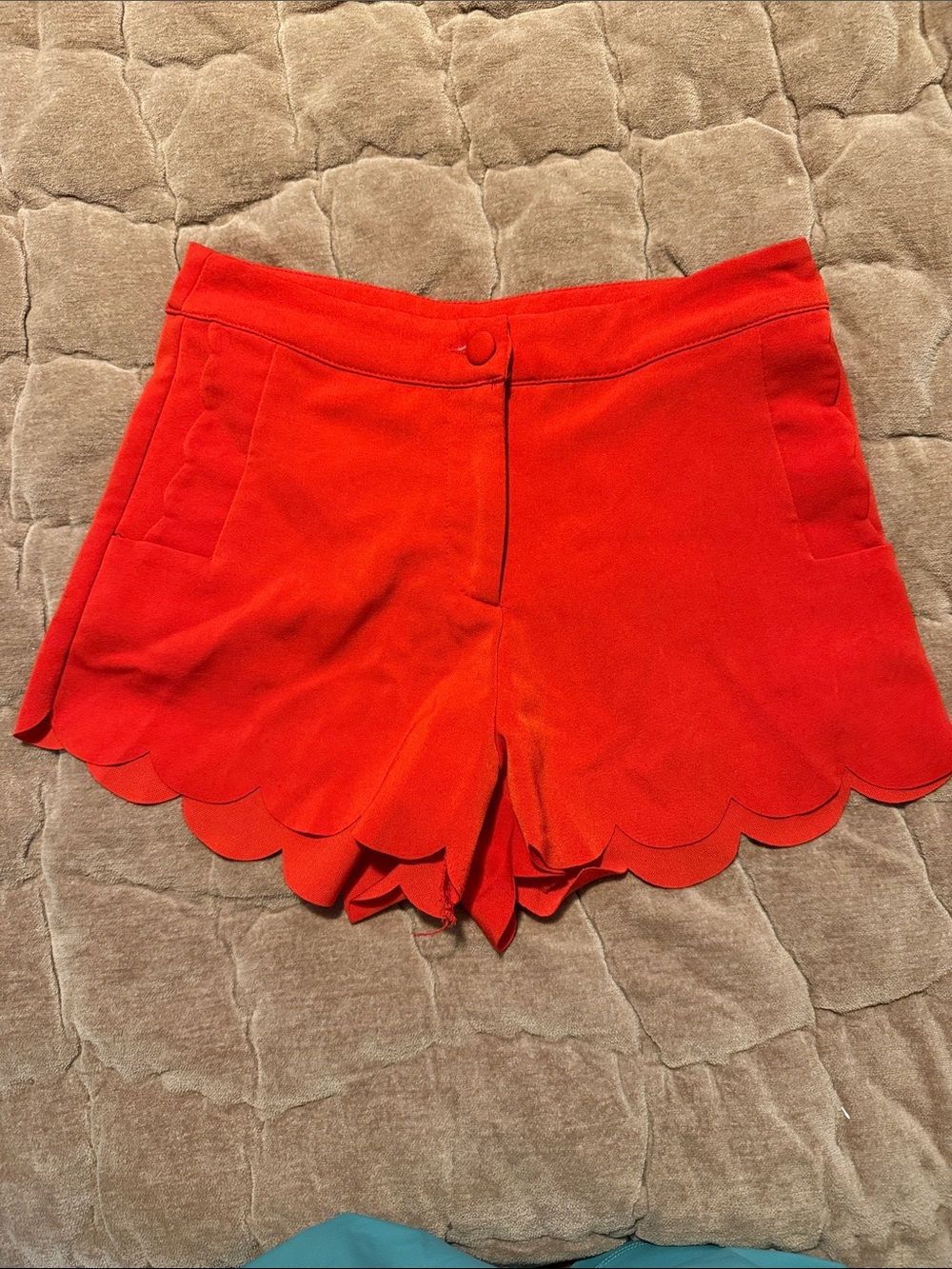 Annabella Red Scallop-Hem Short Skort